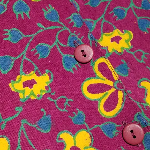 Vtg J. Peterman Company Hand Painted Floral Shift Dress - Picture 16 of 16